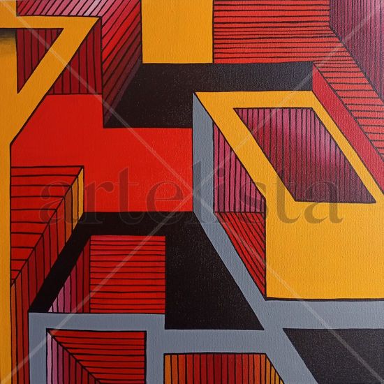 Rojo lineal Acrílico Lienzo Figura