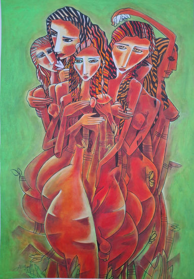 Las Tres Gracias HABANERAS Acrylic Card Figure Painting