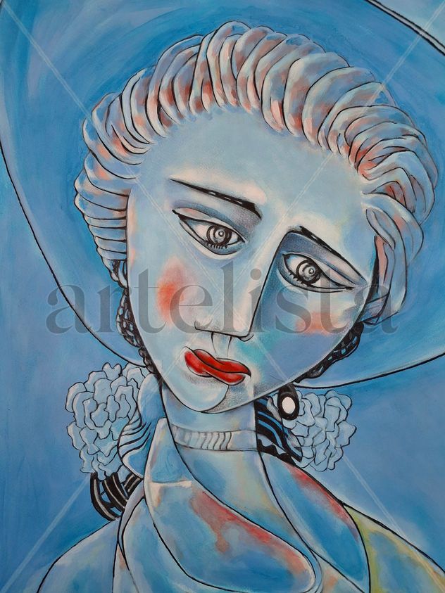 Ines con rizos y perlas.