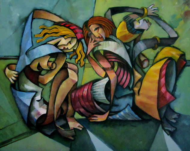 TRES MUJERES Oil Canvas Figure Painting