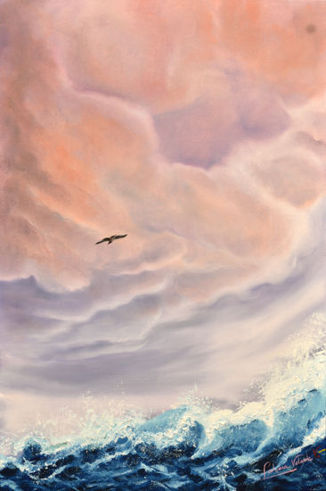 Gaviota solitaria Oil Canvas Marine Painting
