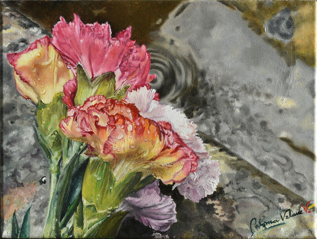 Lluvia de primavera Óleo Lienzo Floral