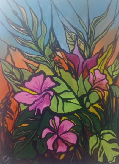 paradise Acrylic Textile Floral Painting
