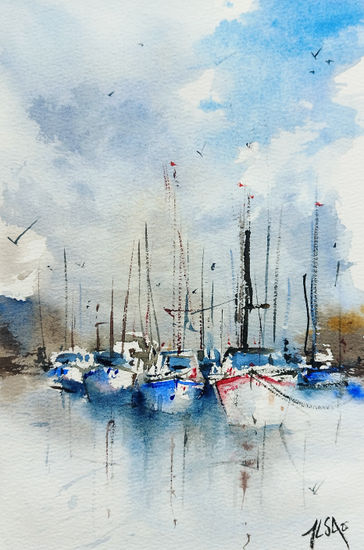 Barcos III Watercolour Paper Marine Painting