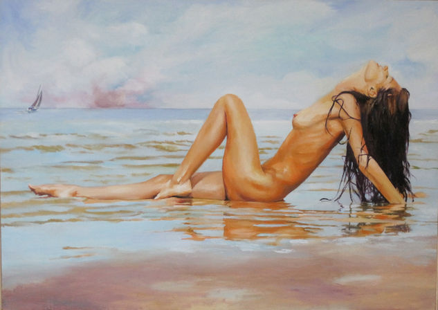 "PLACER" Oil Panel Nude Paintings