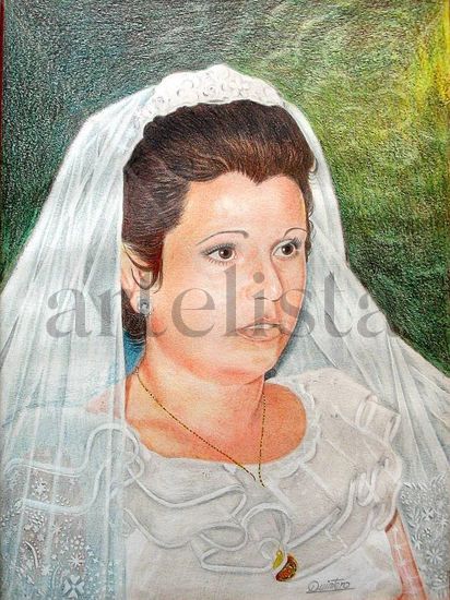 RETRATO DE MI MUJER DE NOVIA Pastel Paper Portrait