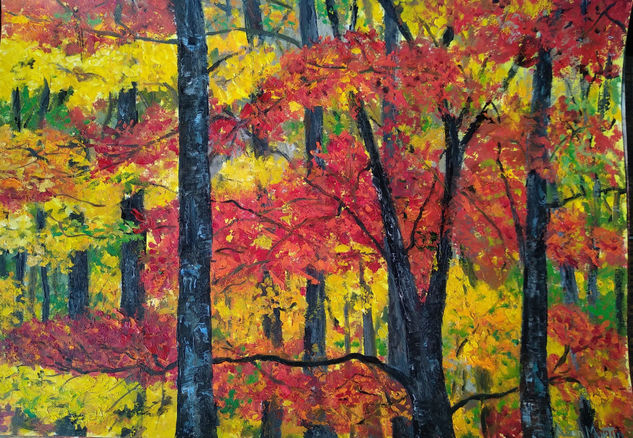 Otoño en el bosque Oil Panel Landscaping