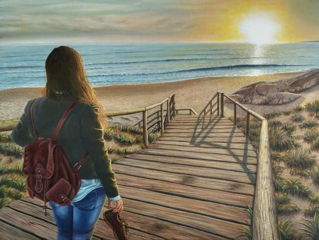 Praia do Vilar Oil Canvas Marine Painting