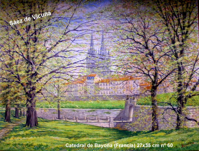 Catedral de Bayona (Francia) 27x35 cm nº 60 Óleo Lienzo Paisaje