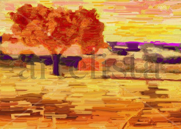imprexpresionismo - trigal, encina y pozo