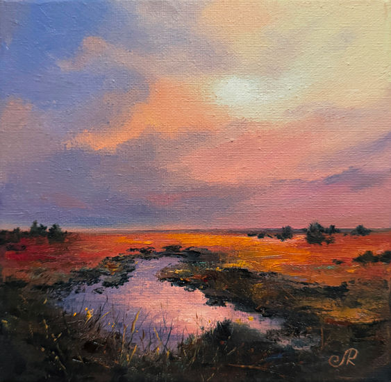 Paisaje Atardecer Óleo Lienzo Paisaje