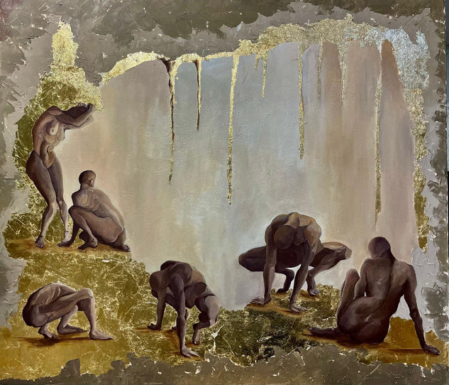 LA JAULA DE ORO Mixed media Canvas Figure Painting