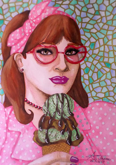 Frescura y Glamour Watercolour Paper Portrait