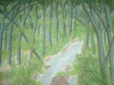 BLUE FOREST Pastel Papel Paisaje