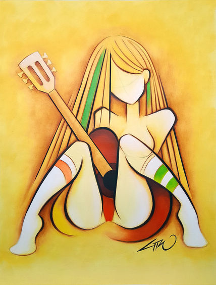 Chica Guitarra Sentada