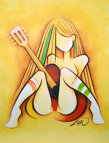 Chica Guitarra Sentada