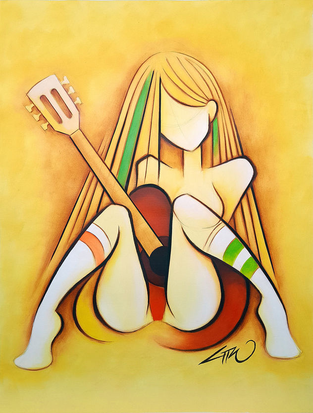 Chica Guitarra Sentada