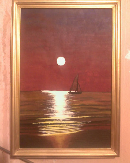 atardecer de mar Acrylic Canvas Marine Painting