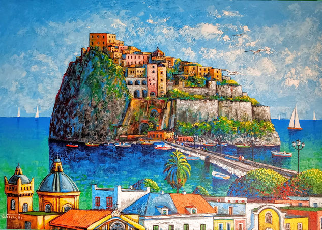 Ischia Old style Acrylic Textile Marine Painting