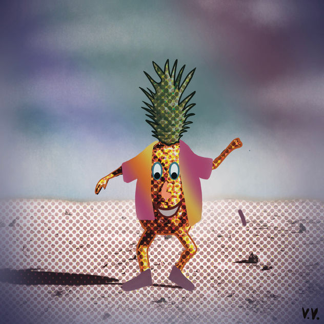 Piña bailando en la luna