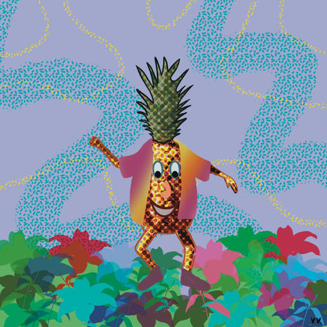 Piña bailando sobre...
