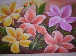 flores Oil Textile Floral Painting