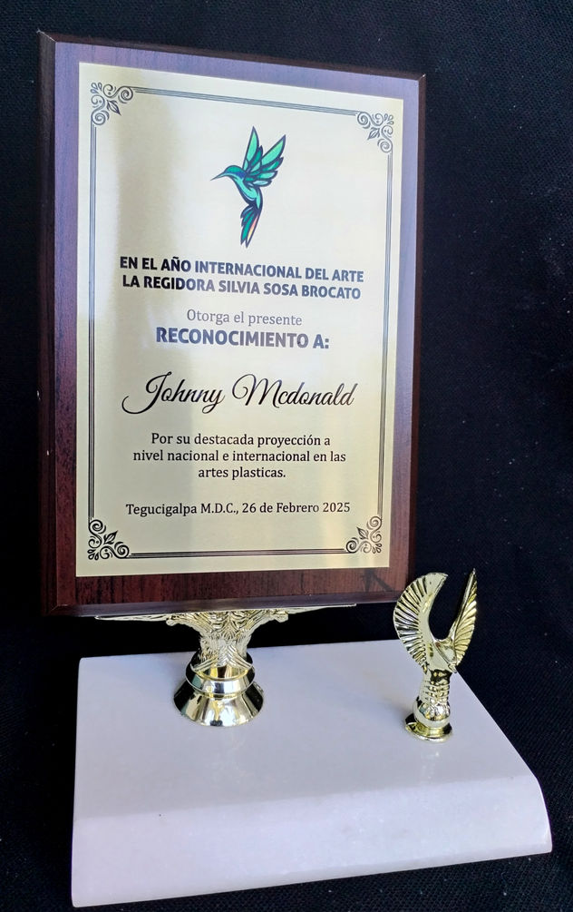 RECONOCIMIENTO A TRAYECTORIA ARTISTICA, JOHNNY MCDONALD. HONDURAS.