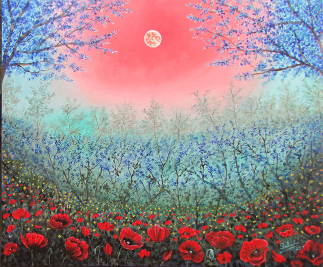 Luz de luna. Oil Canvas Floral Painting