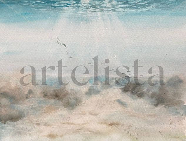 Fondo marino 1 Watercolour Paper Marine Painting