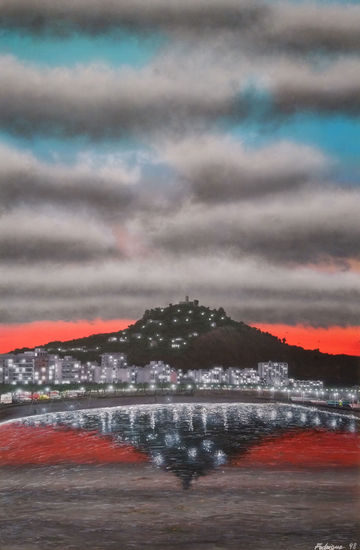 ATARDECER Gouache Otros Paisaje