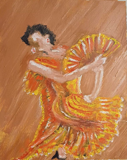 flamenco nights Oil Paper Portrait