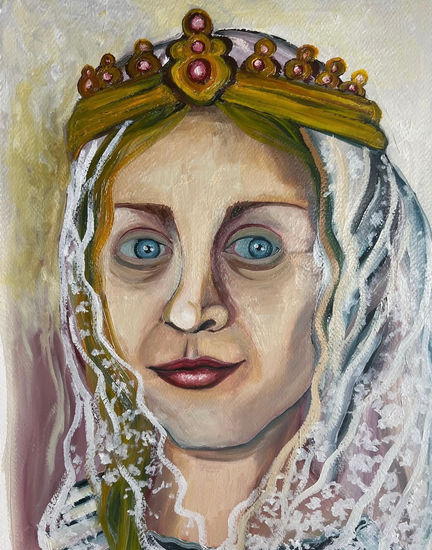ISABEL LA CATÓLICA Oil Paper Portrait
