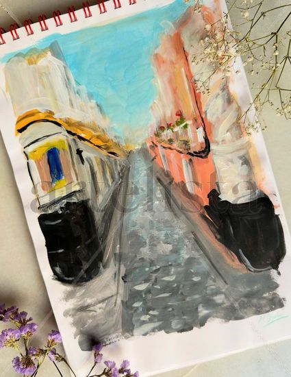 Calle Benjumeda, Cádiz Acrylic Paper Landscaping