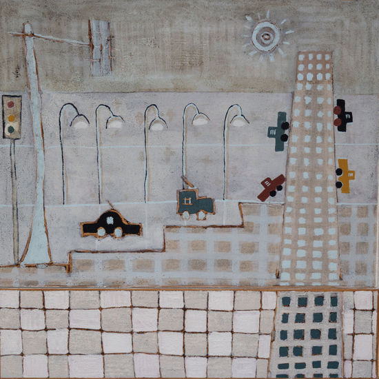 COCHES Mixed media Panel Figure Painting