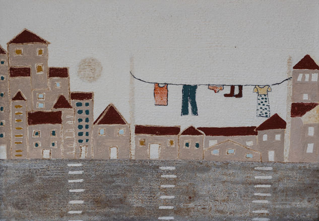 PUEBLO HABITADO Media Mixta Papel Figura