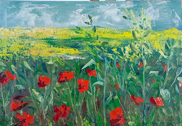 Primavera de amapolas Oil Canvas Landscaping