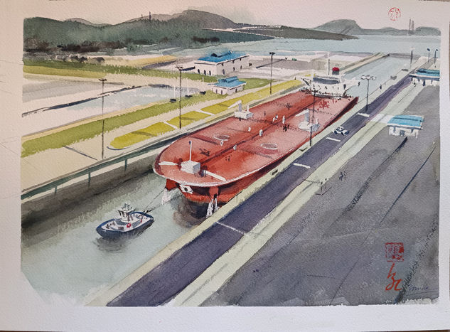 Panamá Watercolour Card Marine Painting