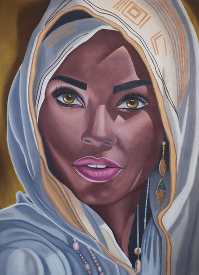 Samira: Velo de Libertad Oil Textile Portrait