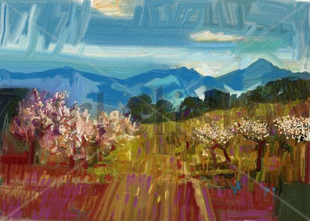 imprexpresionismo - huerta con camino almendrado 