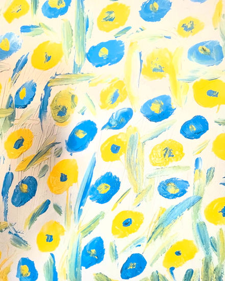 Blue & White Poppies Acrylic Canvas Floral Painting