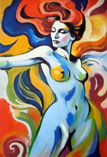 "Winds of Awakening" Acrylic Canvas Nude Paintings