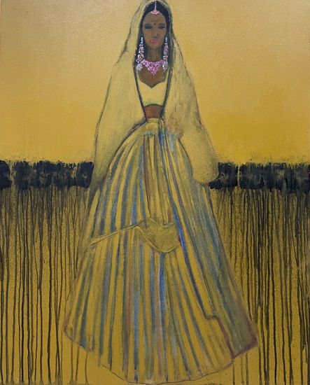 Indian woman Acrylic Canvas Figure Painting