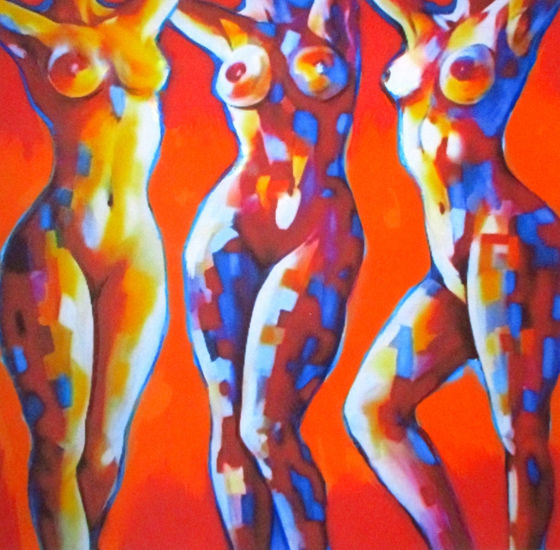 "Trio of Nudes" Acrílico Lienzo Desnudos