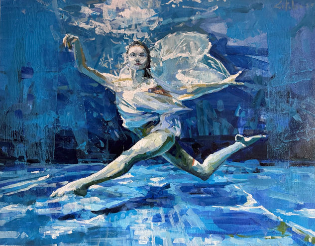 Bailando bajo el agua Oil Canvas Marine Painting