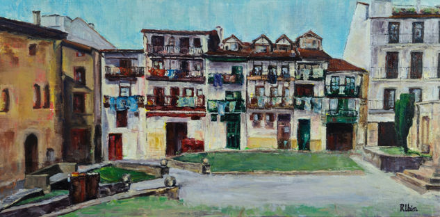En la Plaza del Obispo Óleo Lienzo Paisaje
