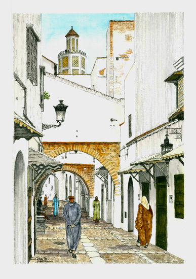 Tetuán, calle de La Medina Watercolour Paper Others