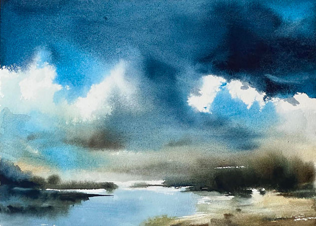 nubarrones Acuarela Papel Paisaje