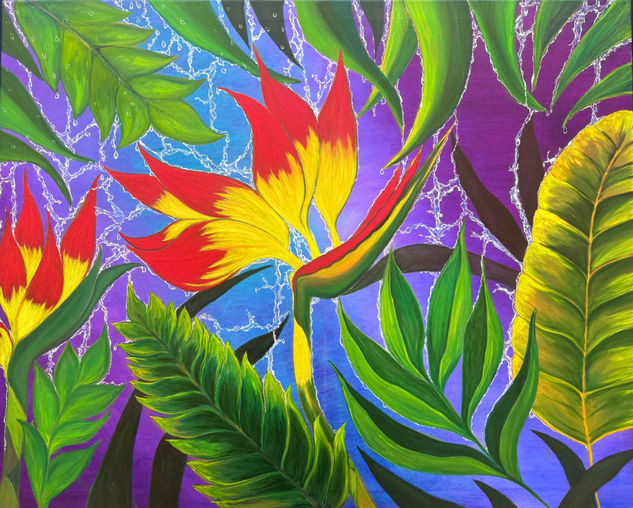 Blazing Paradise Oil Canvas Floral Painting