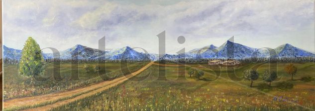 Camino a la montaña Oil Canvas Landscaping