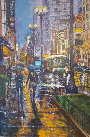 Calle de chicago Acrílico Lienzo Paisaje